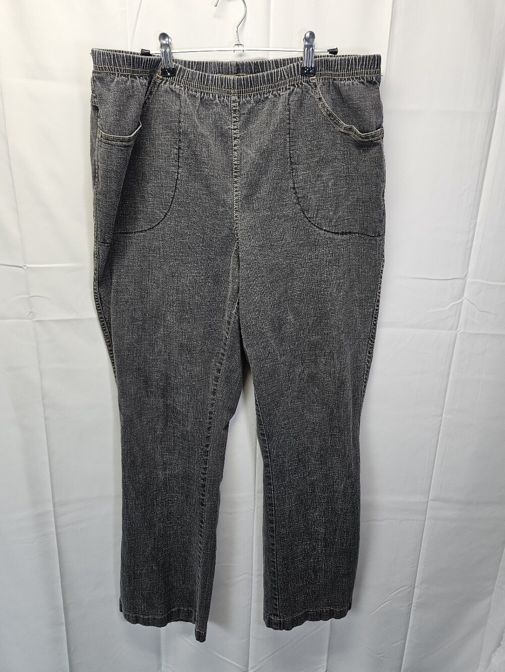 Just My Size Comfort Stretch Distressed Black Washed Pull-On Jeans
